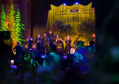 IHG corporate event in Atlanta featuring live band performance, stage lighting, sound reinforcement, and professional event production