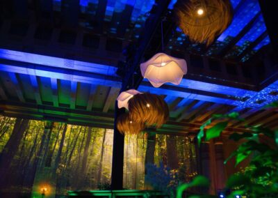 Immersive event lighting and projection design inside Atlanta venue for corporate event experience