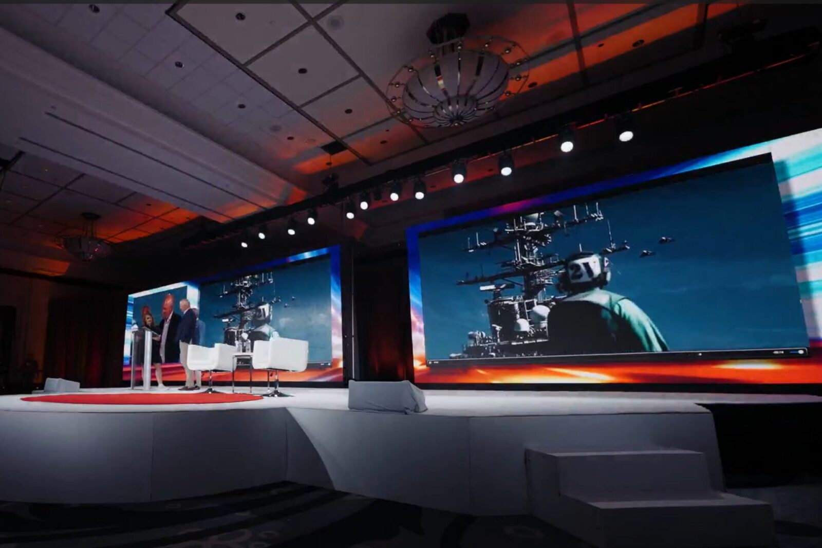 Corporate Event Staging Lighting and LED Wall | Innovent Technologies Staging, lighting, and LED video wall setup for corporate event production by Innovent Technologies