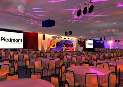 3D lighting and stage design render for Piedmont Healthcare gala event production