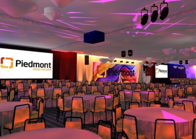 CAD drawing of stage, lighting, and AV production design for Piedmont Luminaria event