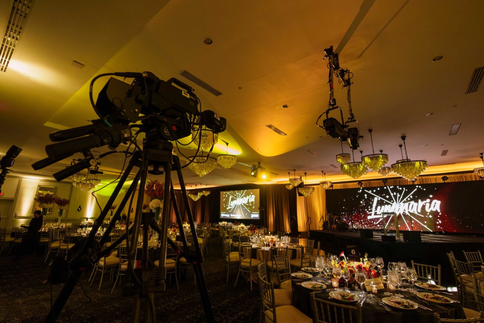 LED video wall, live camera system, and lighting rig for Piedmont Healthcare Luminaria gala in Atlanta