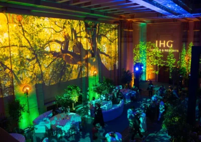 Projection mapping and lighting design at Fox Theatre Atlanta for IHG corporate event creating immersive forest environment