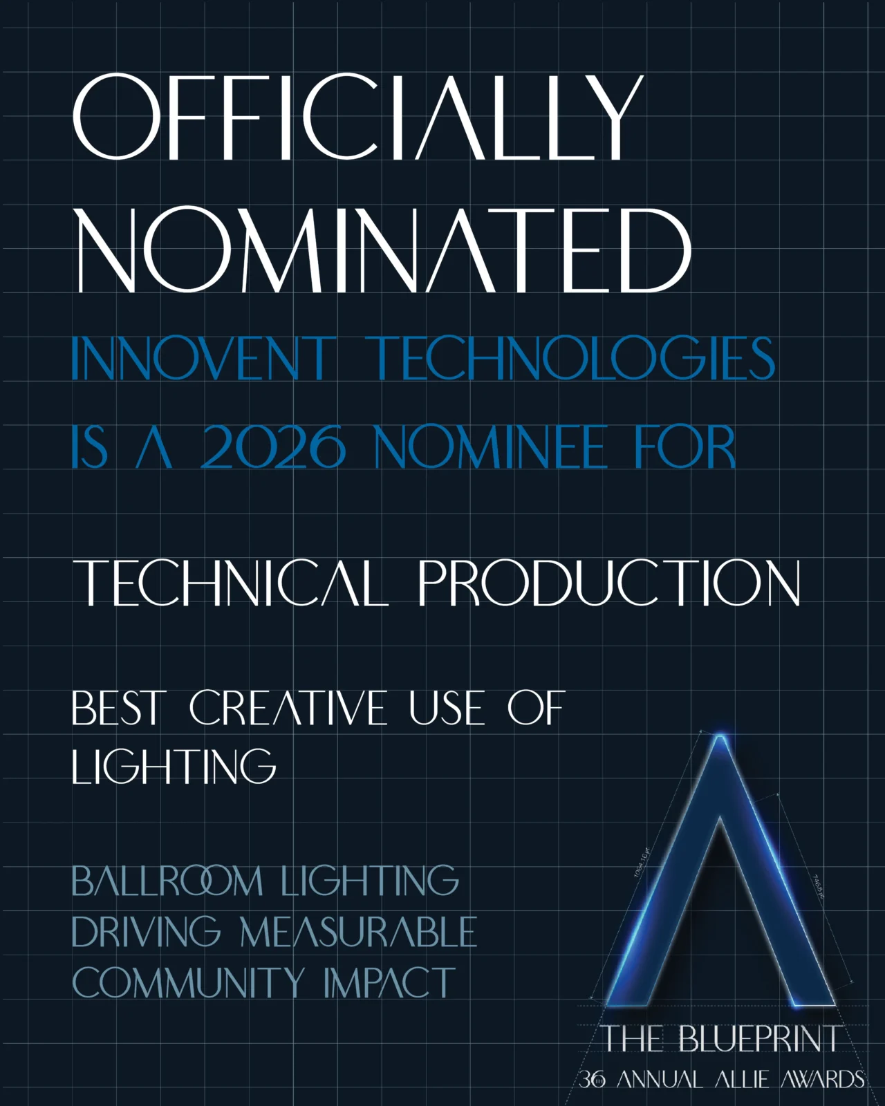 Innovent Technologies Atlanta event production nominated for Best Creative Use of Lighting at 2026 Allie Awards
