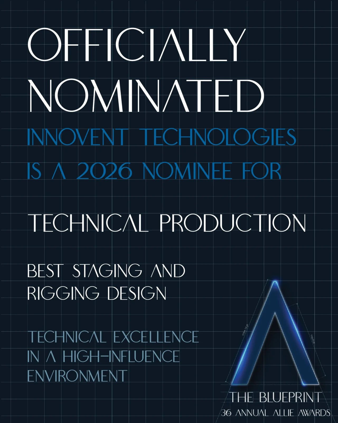 Innovent Technologies Atlanta AV production nominated for Best Staging and Rigging Design 2026 Allie Awards