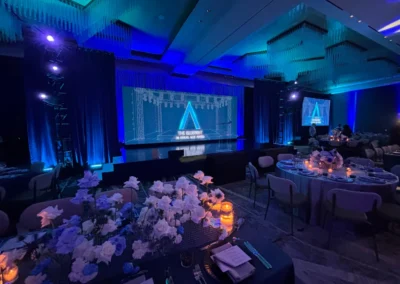 Ballroom-wide AV production setup by Innovent Technologies for the 2026 Allie Awards in Atlanta